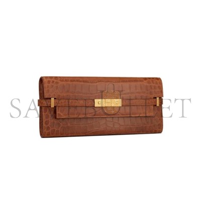 YSL MANHATTAN CLUTCH IN CROCODILE-EMBOSSED LEATHER 695949AAAOH2591 (31*14*3cm)