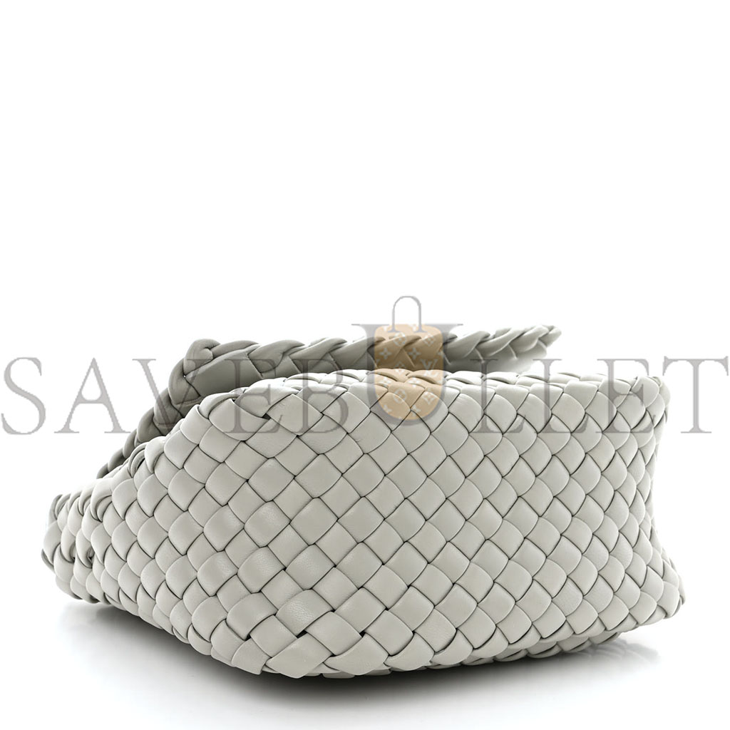 BOTTEGA VENETA NAPPA INTRECCIO MINI COBBLE SHOULDER BAG AGATE GREY (19*18*9cm) BOTTEGA VENETA NAPPA INTRECCIO MINI COBBLE SHOULDER BAG AGATE GREY (19*18*9cm)