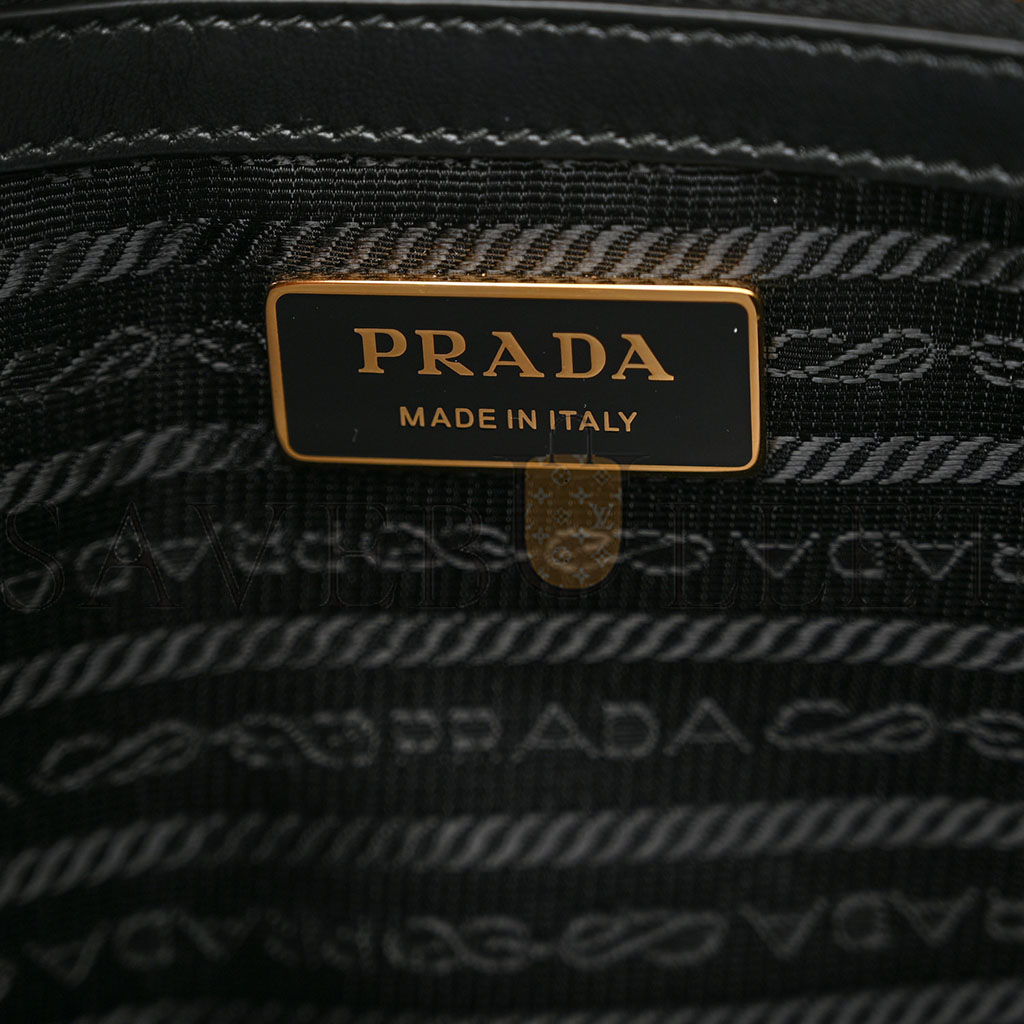 PRADA JACQUARD SAFFIANO TRIANGOLO SYMBOLE EMBROIDERED LARGE TOTE BLACK CORDA (39*31*10cm)