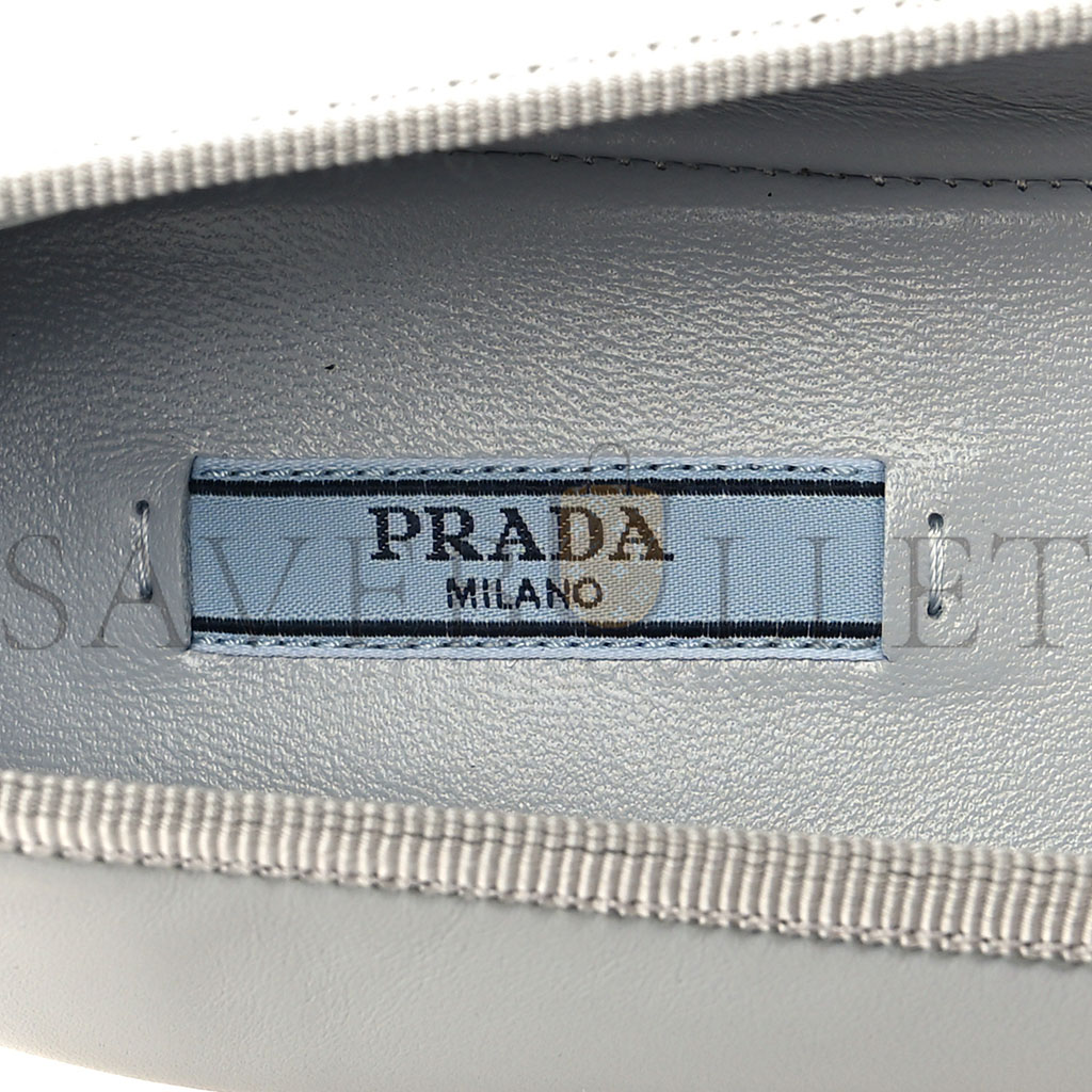 PRADA METALLIC LAMBSKIN BOW BALLERINA FLATS 38.5 FIORDALISO