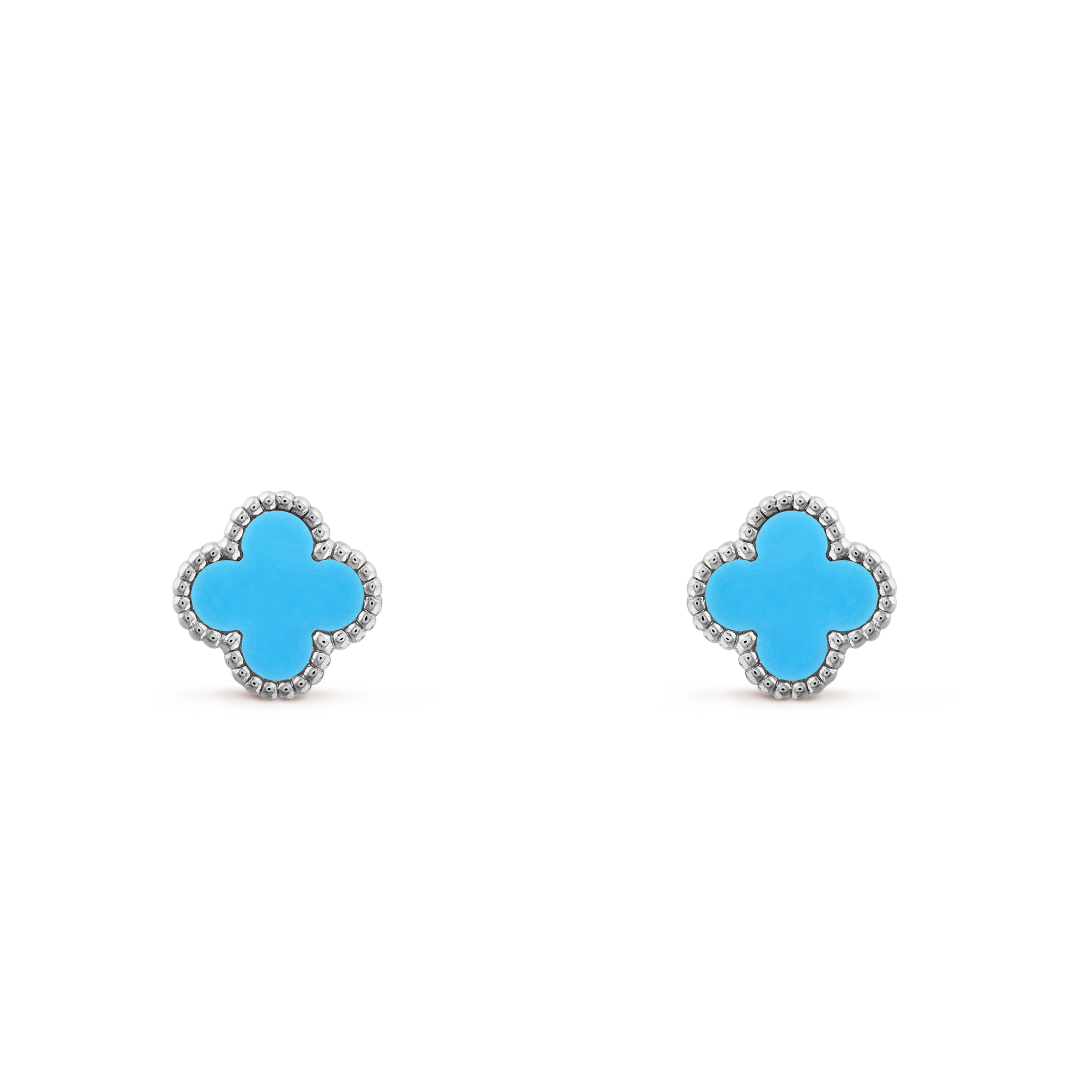 VAN CLEEF & ARPELS SWEET ALHAMBRA EARSTUDS - WHITE GOLD, TURQUOISE VCARA44500 VAN CLEEF & ARPELS SWEET ALHAMBRA EARSTUDS - WHITE GOLD, TURQUOISE VCARA44500
