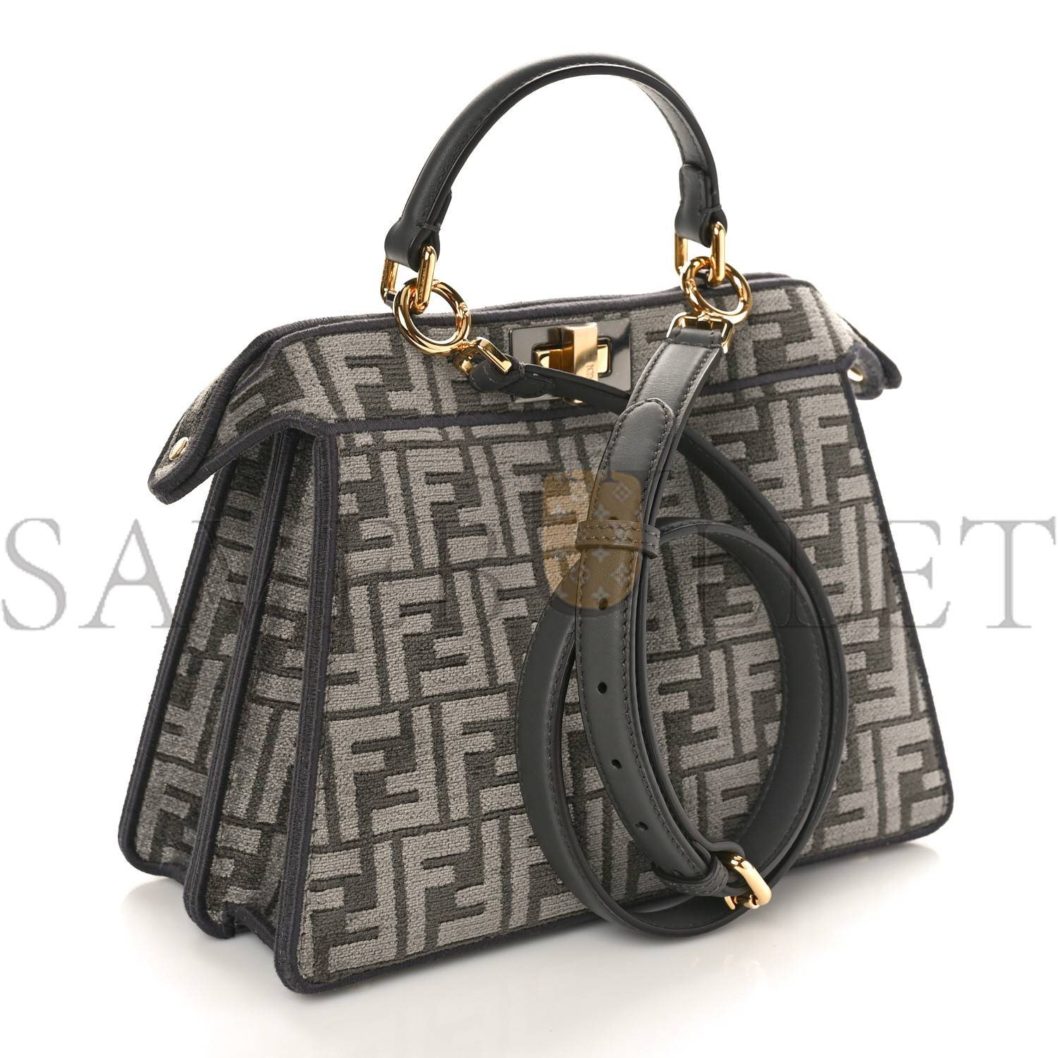 FENDI CHENILLE VITELLO SETA FF SMALL PEEKABOO I SEE U SATCHEL ANTHRACITE ASFALTO (27*20*13cm) FENDI CHENILLE VITELLO SETA FF SMALL PEEKABOO I SEE U SATCHEL ANTHRACITE ASFALTO (27*20*13cm)
