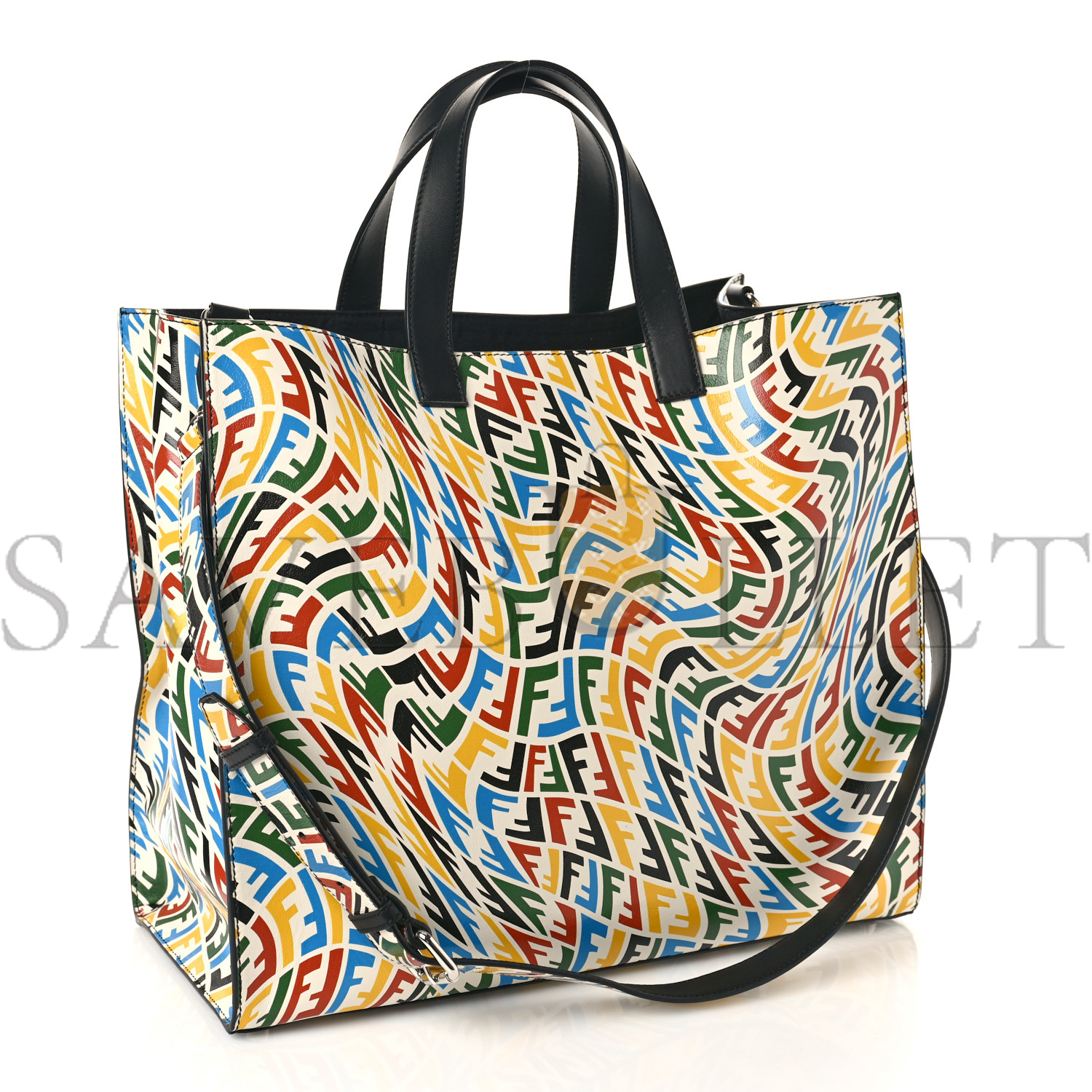 FENDI X SARAH COLEMAN VITELLO GRACE LIGHT FF VERTIGO SHOPPING TOTE WHITE ICE MULTICOLOR (40*34*18cm) FENDI X SARAH COLEMAN VITELLO GRACE LIGHT FF VERTIGO SHOPPING TOTE WHITE ICE MULTICOLOR (40*34*18cm)