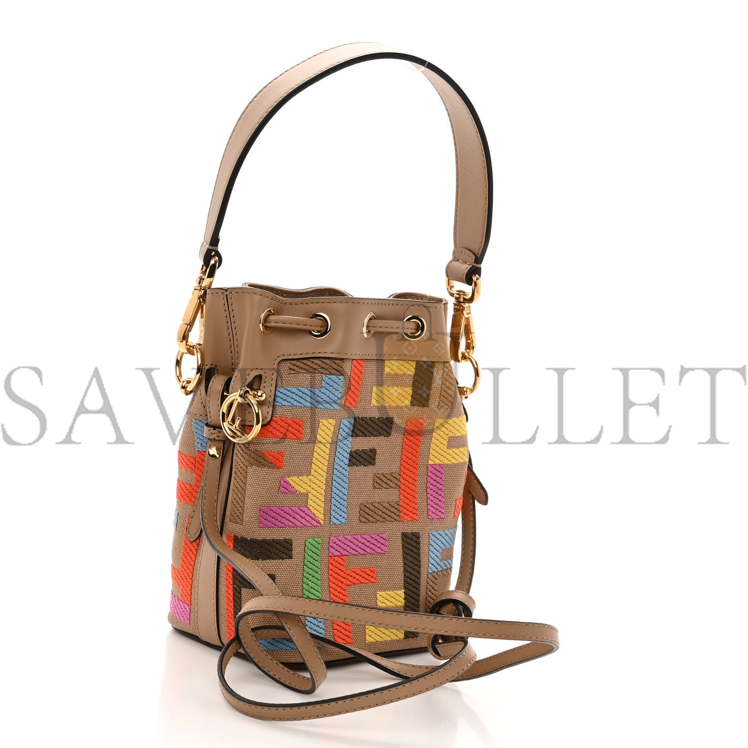 FENDI CANVAS VITELLO KING F IS FENDI FF MULTICOLOR EMBROIDERED MINI MON TRESOR BUCKET BAG MULTICOLOR CUOIO (18*12*10cm) FENDI CANVAS VITELLO KING F IS FENDI FF MULTICOLOR EMBROIDERED MINI MON TRESOR BUCKET BAG MULTICOLOR CUOIO (18*12*10cm)