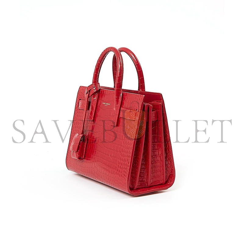 YSL RED CROC EMBOSSED NANO SAC DE JOUR BAG LU84822960252 (26*20.5*12.5cm)