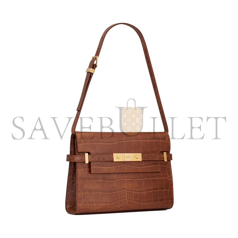 YSL MANHATTAN SMALL IN CROCODILE-EMBOSSED LEATHER 675626AAAOH2591 (24*17.5*6cm)