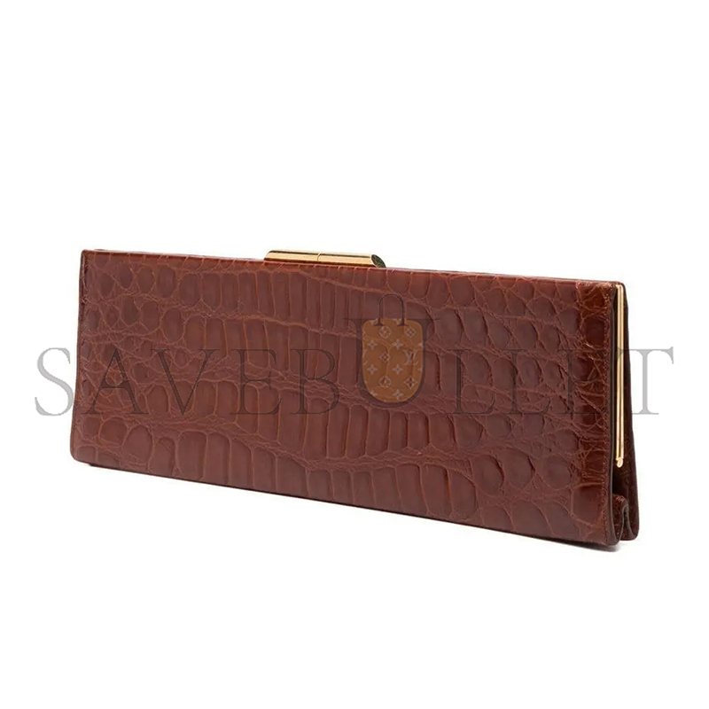 YSL MIDNIGHT LARGE CLUTCH IN CROCODILE-EMBOSSED LACQUERED LEATHER 6976582US1J2582 (33*10.5*4cm)