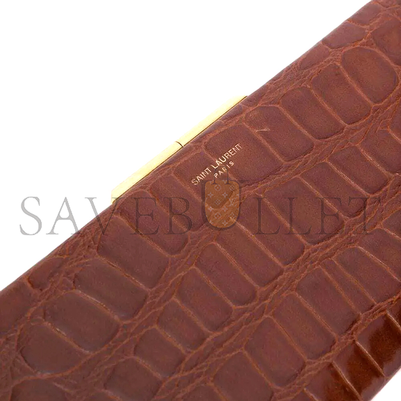 YSL MIDNIGHT LARGE CLUTCH IN CROCODILE-EMBOSSED LACQUERED LEATHER 6976582US1J2582 (33*10.5*4cm)