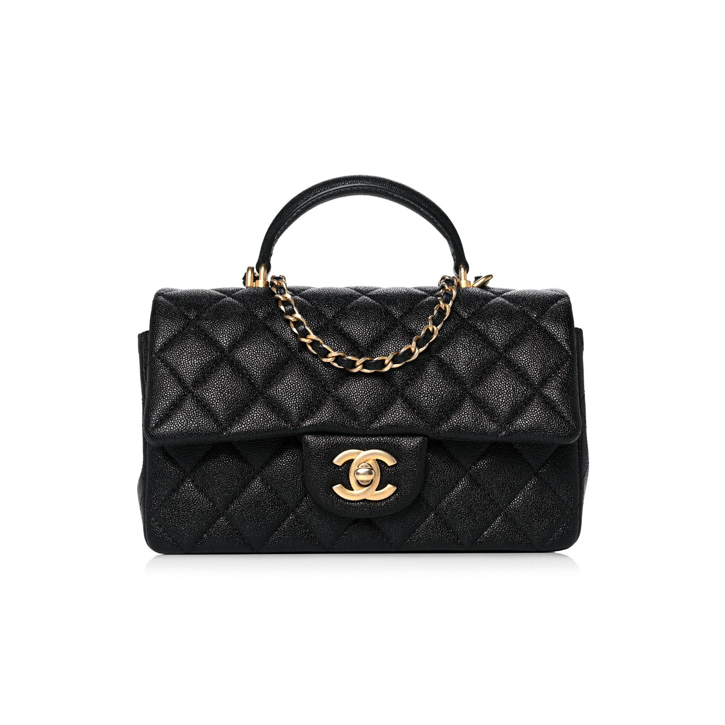 CHANEL CAVIAR QUILTED MINI TOP HANDLE RECTANGULAR FLAP BLACK GOLD HARDWARE (20*12*7cm) CHANEL CAVIAR QUILTED MINI TOP HANDLE RECTANGULAR FLAP BLACK GOLD HARDWARE (20*12*7cm)