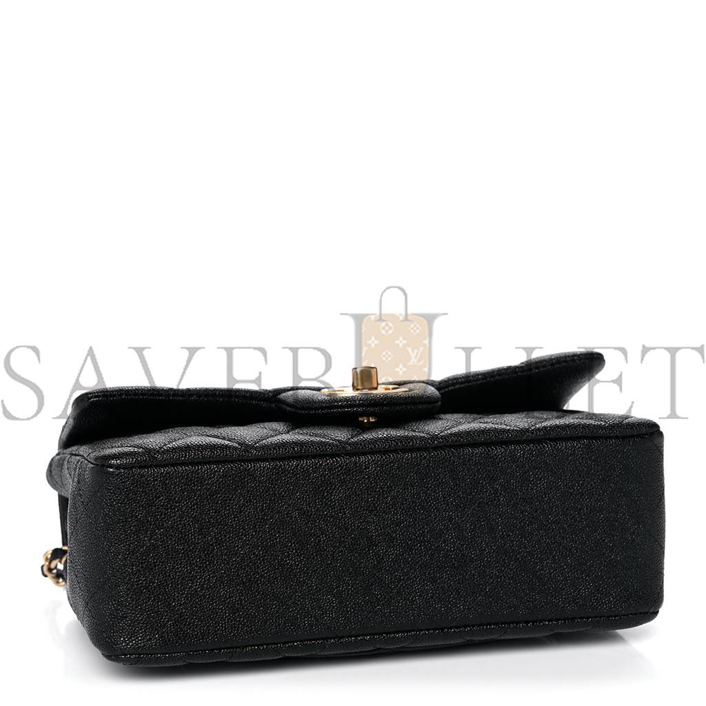 CHANEL CAVIAR QUILTED MINI TOP HANDLE RECTANGULAR FLAP BLACK GOLD HARDWARE (20*12*7cm) CHANEL CAVIAR QUILTED MINI TOP HANDLE RECTANGULAR FLAP BLACK GOLD HARDWARE (20*12*7cm)