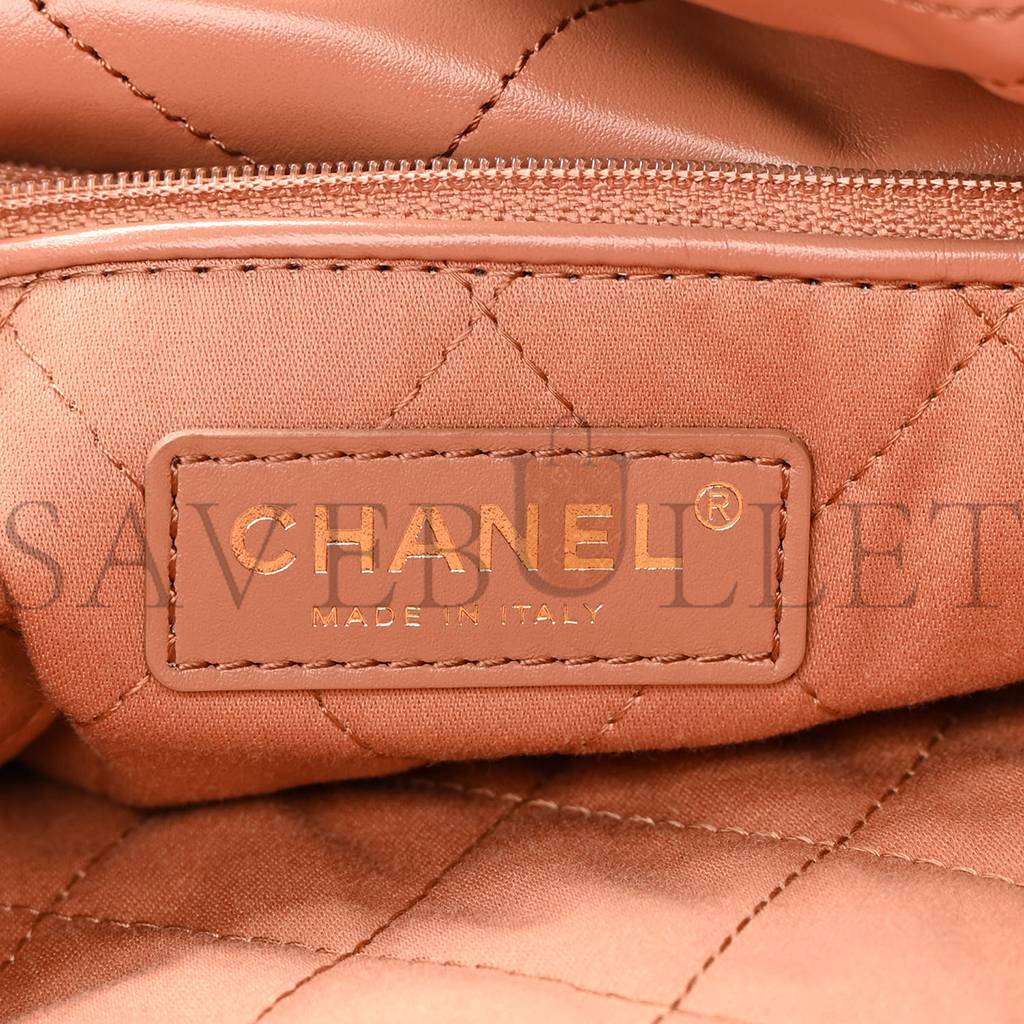 CHANEL SHINY CALFSKIN QUILTED CHANEL 22 CAMEL GOLD HARDWARE (37*35*7cm) CHANEL SHINY CALFSKIN QUILTED CHANEL 22 CAMEL GOLD HARDWARE (37*35*7cm)