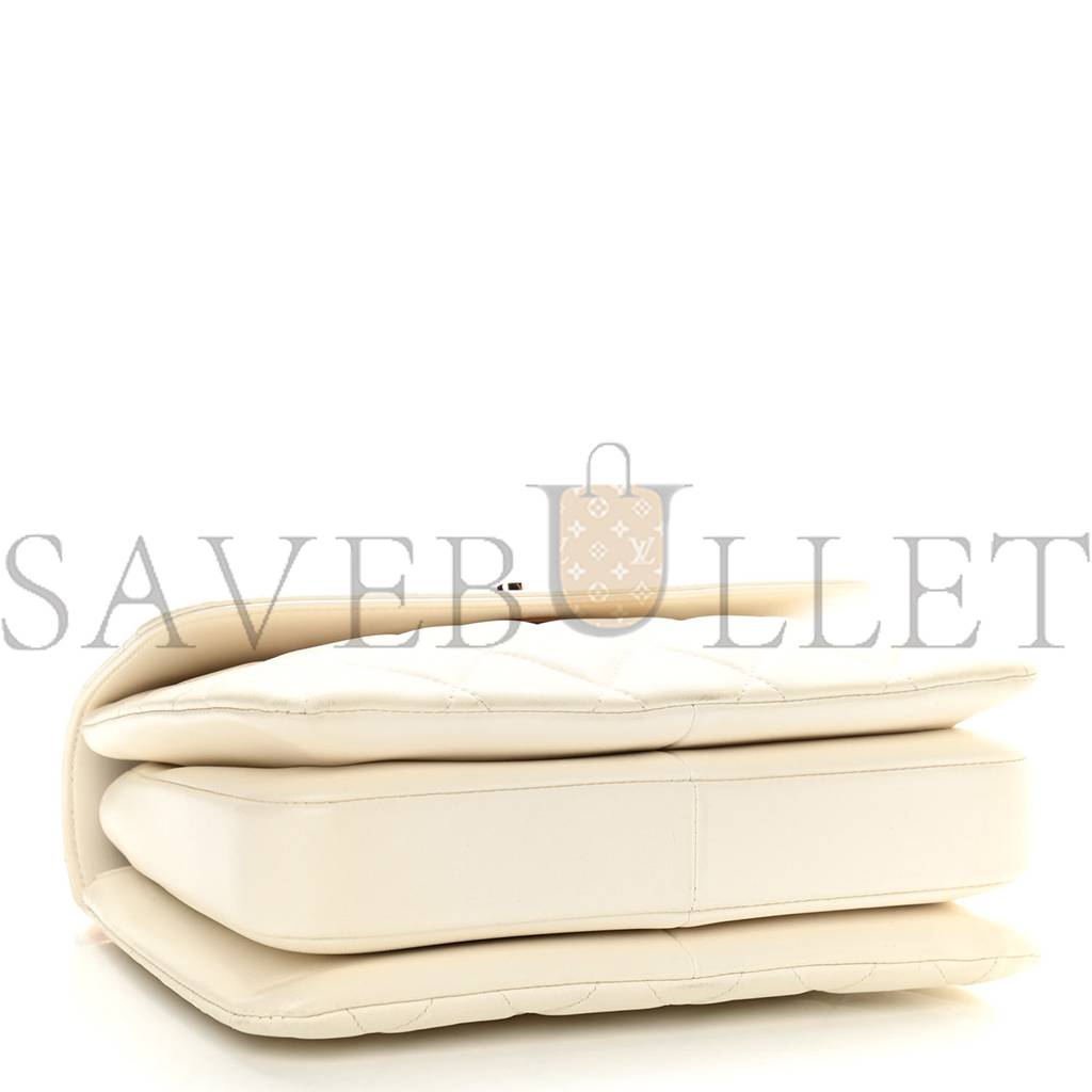 CHANEL LAMBSKIN QUILTED SMALL TRENDY CC DUAL HANDLE FLAP BAG WHITE ROSE GOLD HARDWARE (25*17*6cm) CHANEL LAMBSKIN QUILTED SMALL TRENDY CC DUAL HANDLE FLAP BAG WHITE ROSE GOLD HARDWARE (25*17*6cm)