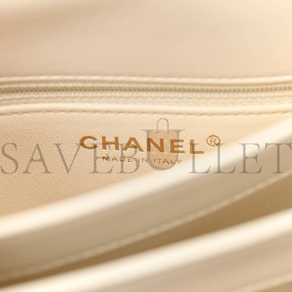 CHANEL LAMBSKIN QUILTED SMALL TRENDY CC DUAL HANDLE FLAP BAG WHITE ROSE GOLD HARDWARE (25*17*6cm) CHANEL LAMBSKIN QUILTED SMALL TRENDY CC DUAL HANDLE FLAP BAG WHITE ROSE GOLD HARDWARE (25*17*6cm)