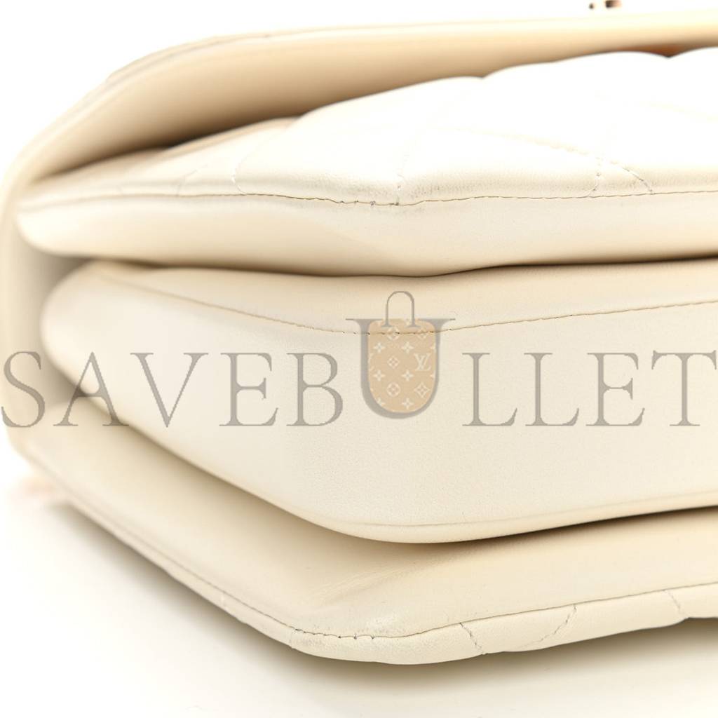 CHANEL LAMBSKIN QUILTED SMALL TRENDY CC DUAL HANDLE FLAP BAG WHITE ROSE GOLD HARDWARE (25*17*6cm) CHANEL LAMBSKIN QUILTED SMALL TRENDY CC DUAL HANDLE FLAP BAG WHITE ROSE GOLD HARDWARE (25*17*6cm)