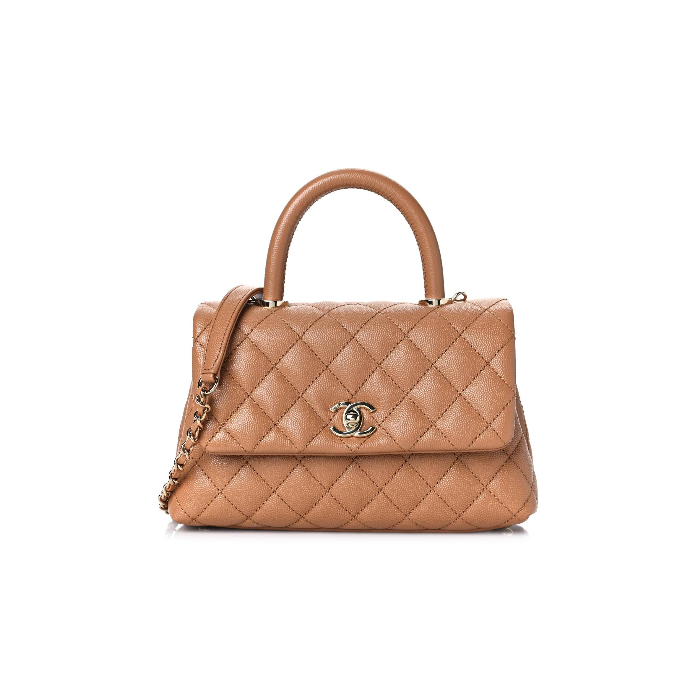 CHANEL CAVIAR QUILTED MINI COCO HANDLE FLAP BROWN ROSE GOLD HARDWARE (23*15*10cm) CHANEL CAVIAR QUILTED MINI COCO HANDLE FLAP BROWN ROSE GOLD HARDWARE (23*15*10cm)