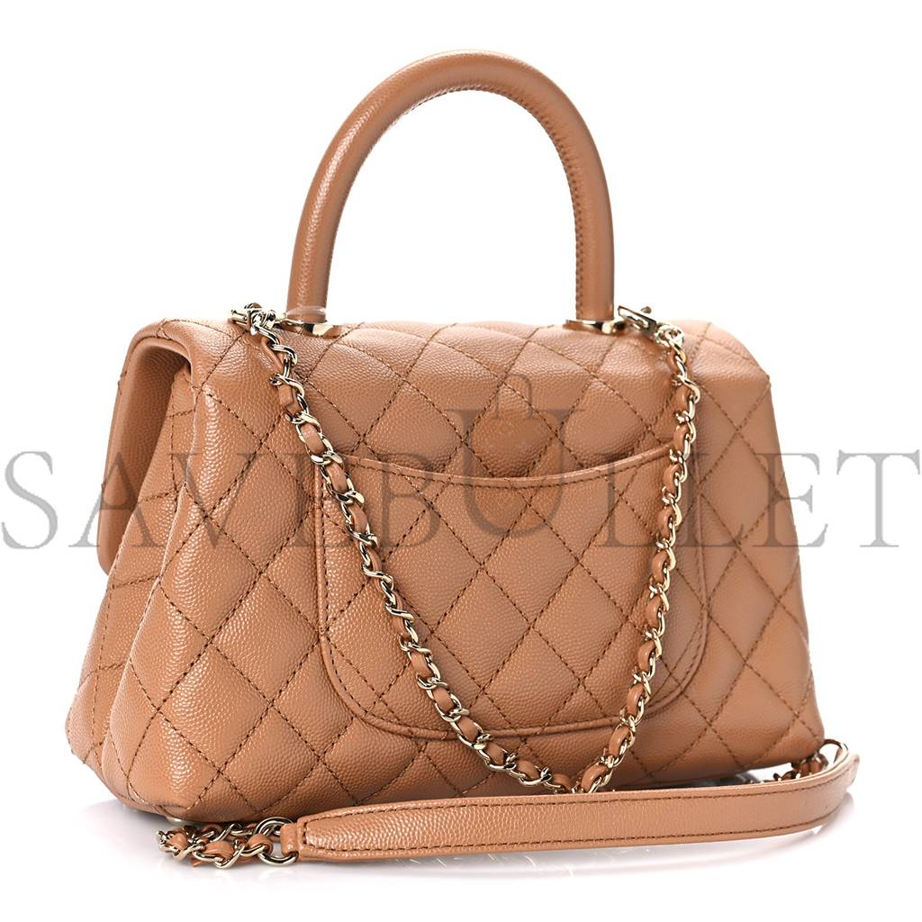 CHANEL CAVIAR QUILTED MINI COCO HANDLE FLAP BROWN ROSE GOLD HARDWARE (23*15*10cm) CHANEL CAVIAR QUILTED MINI COCO HANDLE FLAP BROWN ROSE GOLD HARDWARE (23*15*10cm)