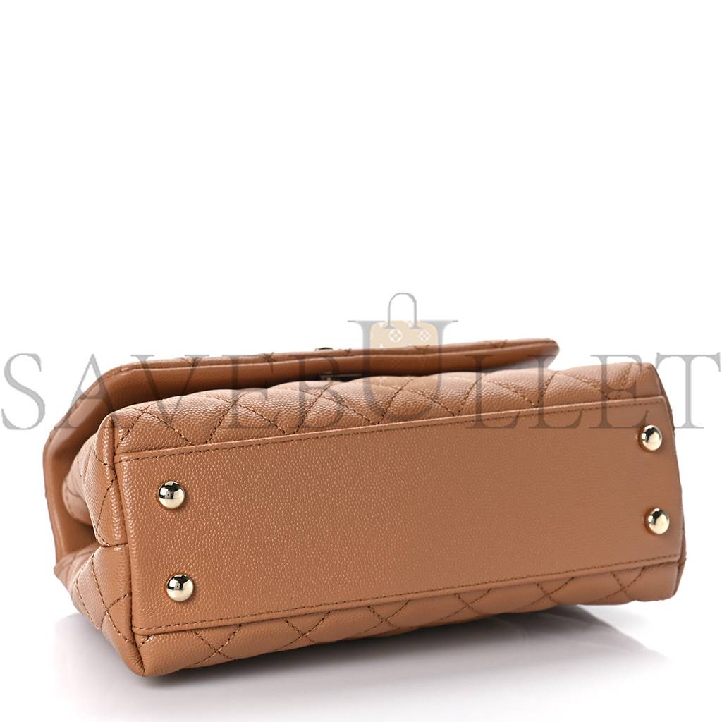CHANEL CAVIAR QUILTED MINI COCO HANDLE FLAP BROWN ROSE GOLD HARDWARE (23*15*10cm) CHANEL CAVIAR QUILTED MINI COCO HANDLE FLAP BROWN ROSE GOLD HARDWARE (23*15*10cm)
