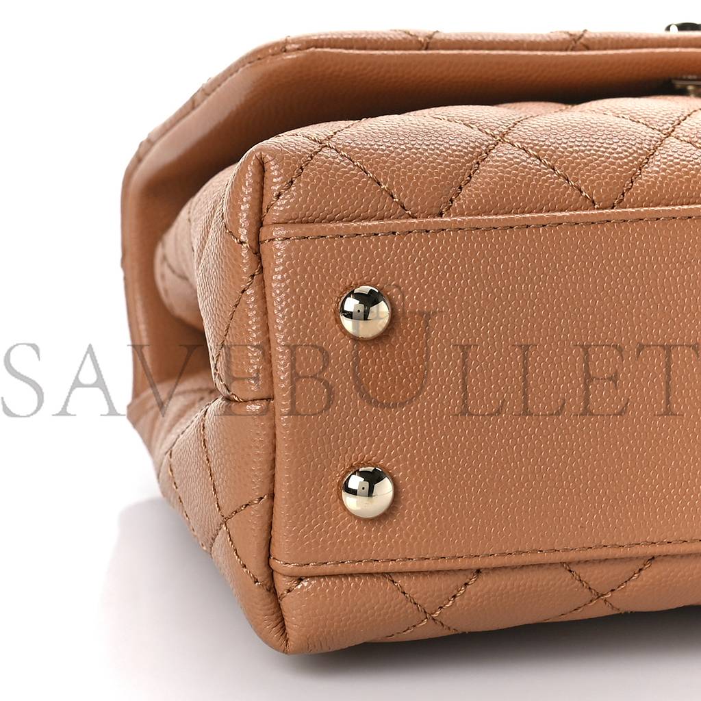 CHANEL CAVIAR QUILTED MINI COCO HANDLE FLAP BROWN ROSE GOLD HARDWARE (23*15*10cm) CHANEL CAVIAR QUILTED MINI COCO HANDLE FLAP BROWN ROSE GOLD HARDWARE (23*15*10cm)