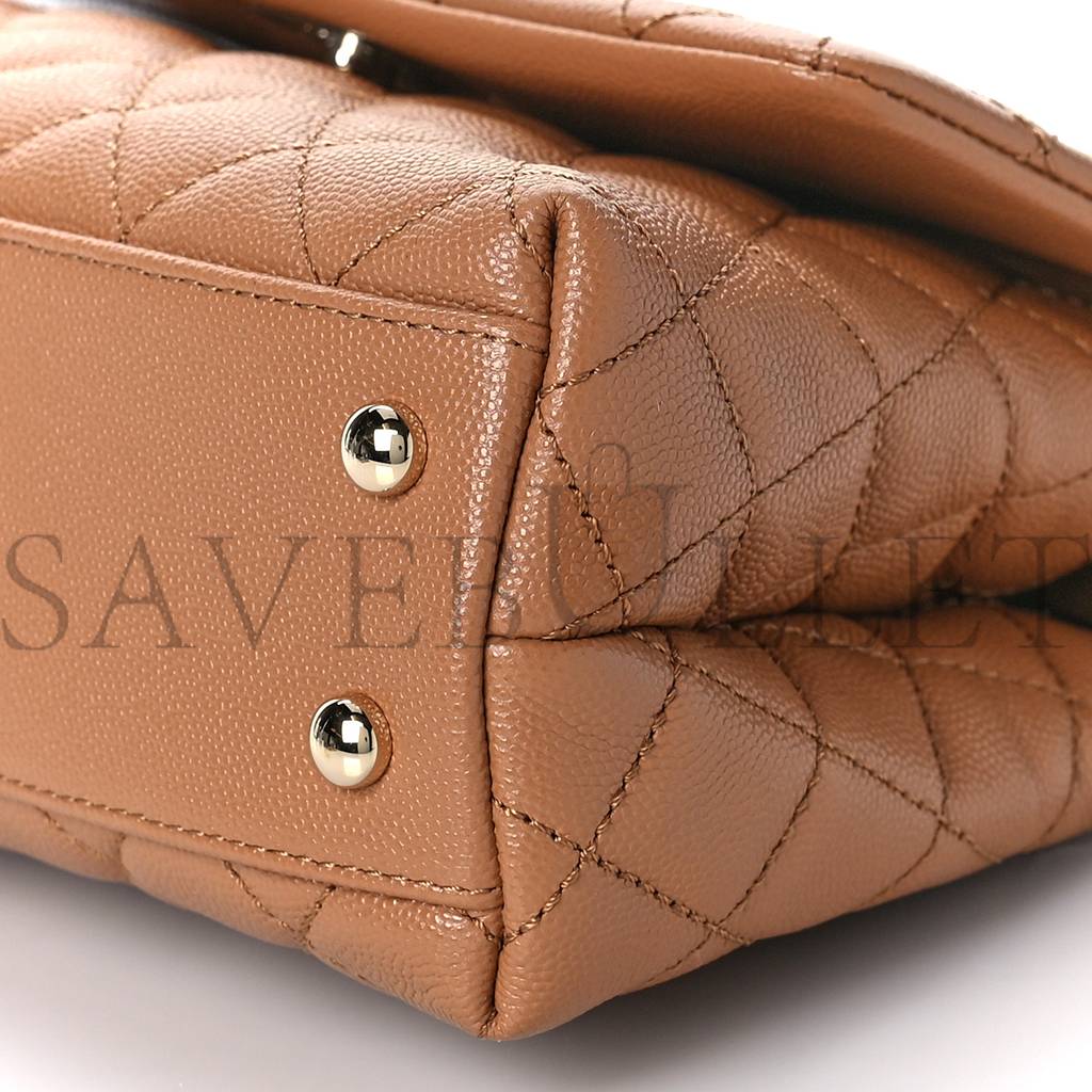 CHANEL CAVIAR QUILTED MINI COCO HANDLE FLAP BROWN ROSE GOLD HARDWARE (23*15*10cm) CHANEL CAVIAR QUILTED MINI COCO HANDLE FLAP BROWN ROSE GOLD HARDWARE (23*15*10cm)