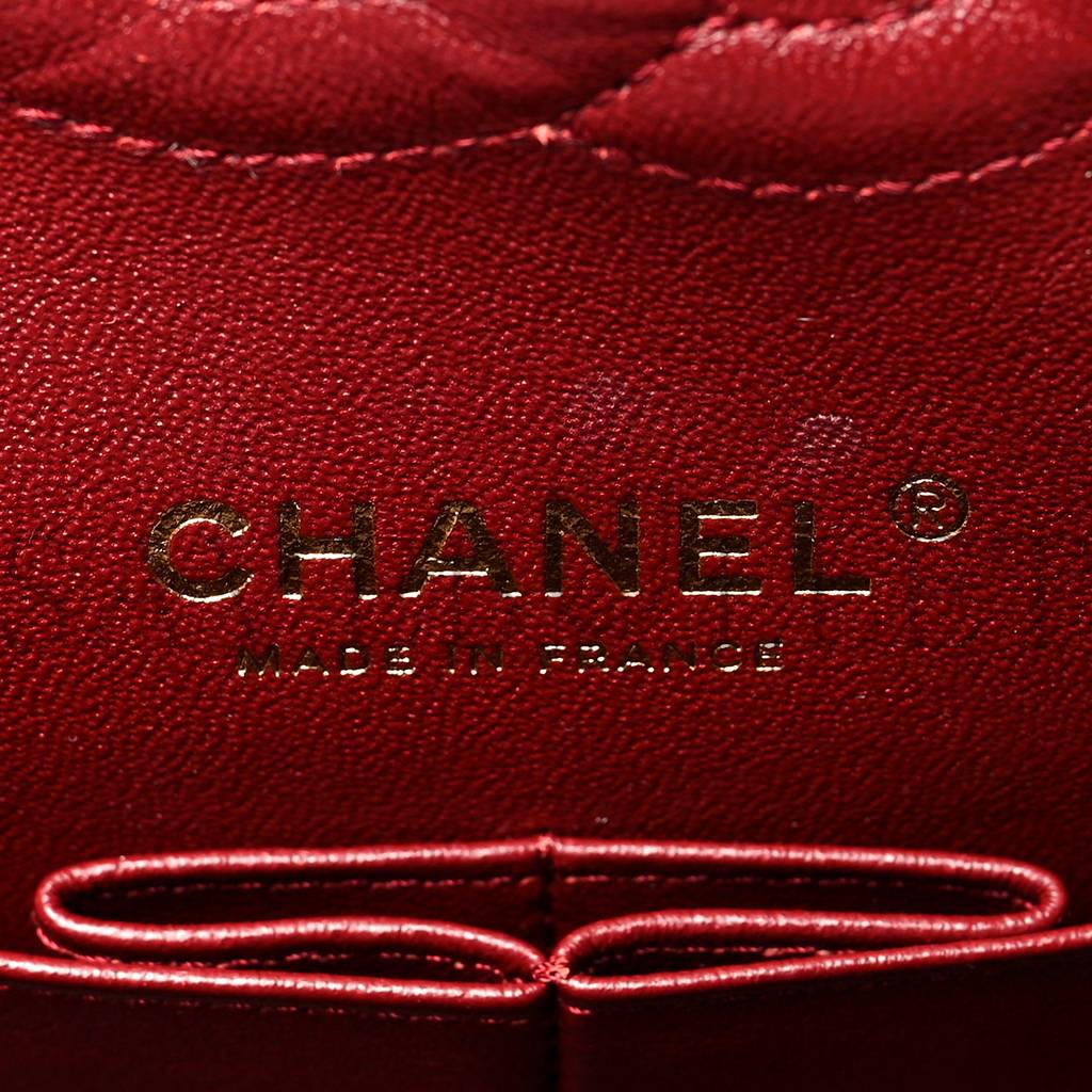 CHANEL CAVIAR QUILTED MEDIUM DOUBLE FLAP DARK RED GOLD HARDWARE (25*15*6cm)