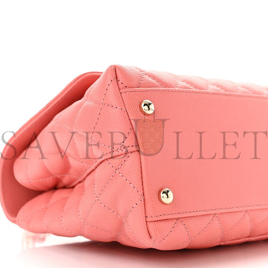 CHANEL CAVIAR QUILTED SMALL COCO HANDLE FLAP PINK ROSE GOLD HARDWARE (29*19*9cm) CHANEL CAVIAR QUILTED SMALL COCO HANDLE FLAP PINK ROSE GOLD HARDWARE (29*19*9cm)