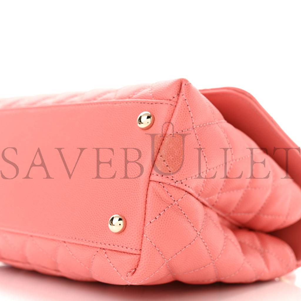 CHANEL CAVIAR QUILTED SMALL COCO HANDLE FLAP PINK ROSE GOLD HARDWARE (29*19*9cm) CHANEL CAVIAR QUILTED SMALL COCO HANDLE FLAP PINK ROSE GOLD HARDWARE (29*19*9cm)