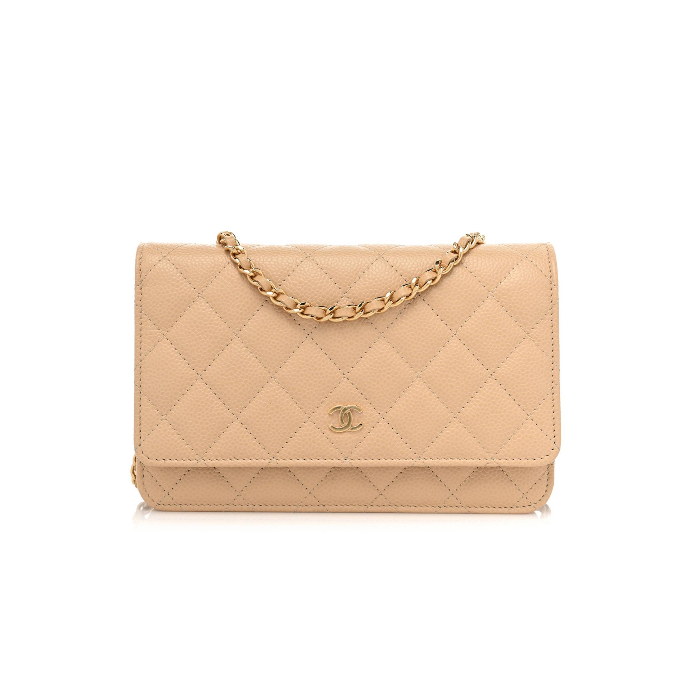 CHANEL CAVIAR QUILTED WALLET ON CHAIN WOC BEIGE ROSE GOLD HARDWARE (20*13*3cm) CHANEL CAVIAR QUILTED WALLET ON CHAIN WOC BEIGE ROSE GOLD HARDWARE (20*13*3cm)