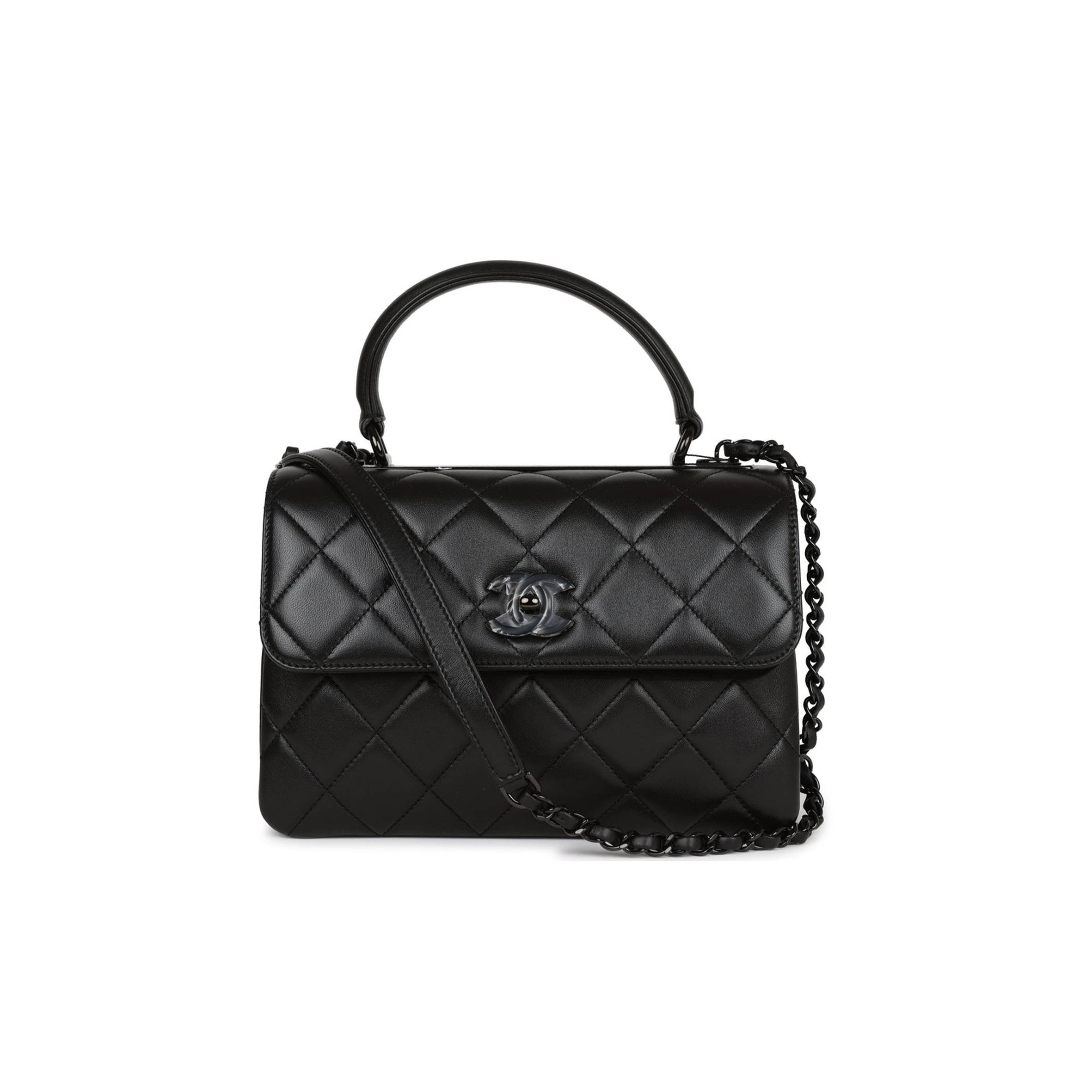 CHANEL LARGE TRENDY CC BAG SO BLACK LAMBSKIN BLACK HARDWARE (25*17*12cm) CHANEL LARGE TRENDY CC BAG SO BLACK LAMBSKIN BLACK HARDWARE (25*17*12cm)