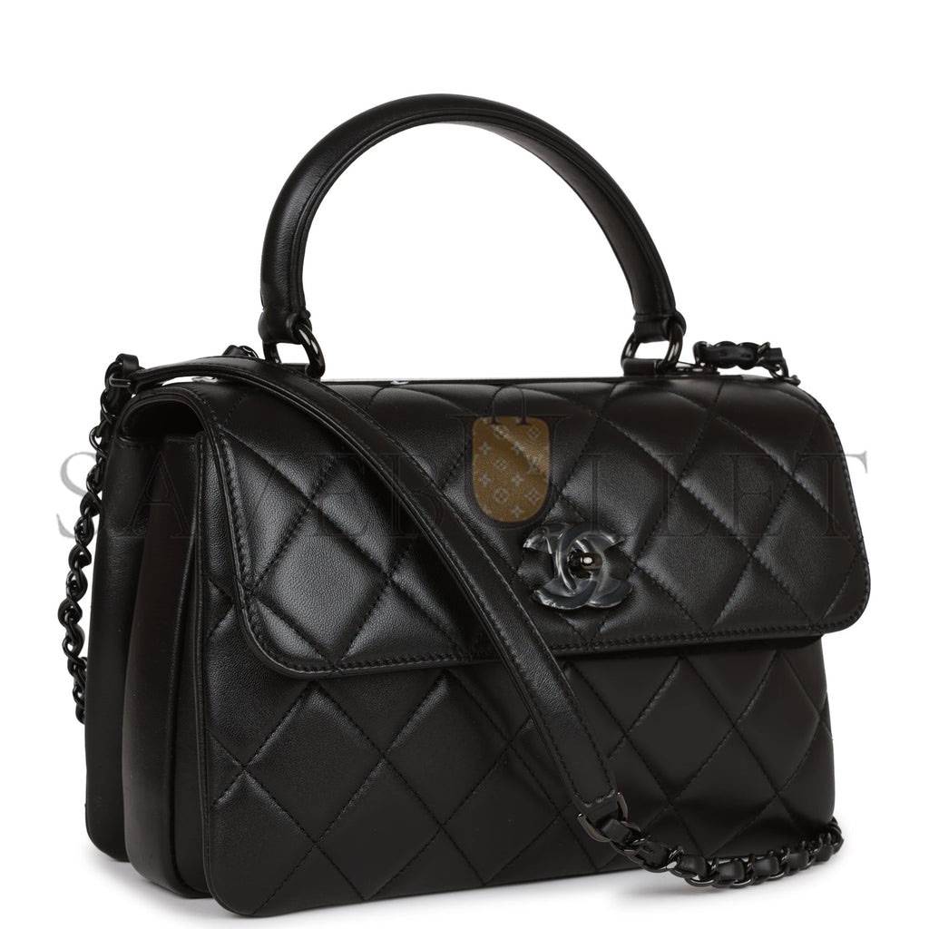 CHANEL LARGE TRENDY CC BAG SO BLACK LAMBSKIN BLACK HARDWARE (25*17*12cm) CHANEL LARGE TRENDY CC BAG SO BLACK LAMBSKIN BLACK HARDWARE (25*17*12cm)