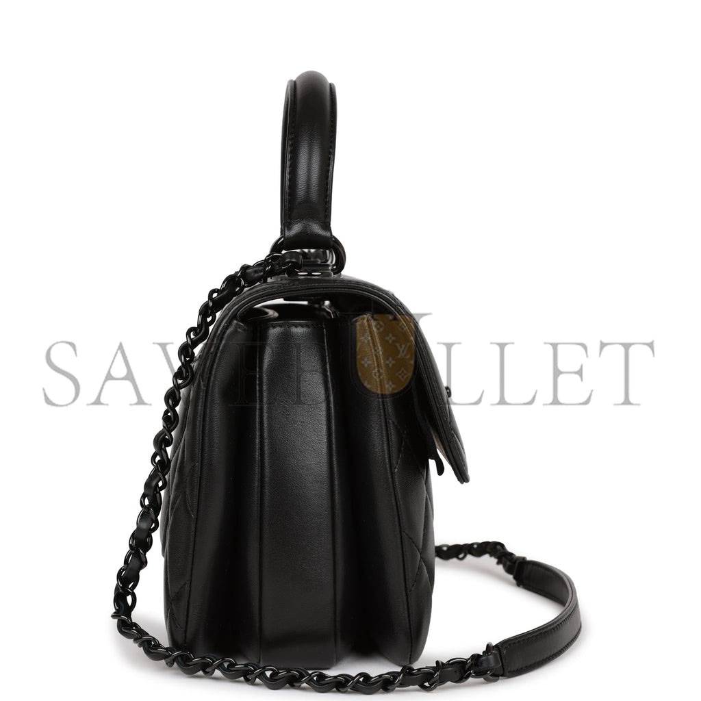 CHANEL LARGE TRENDY CC BAG SO BLACK LAMBSKIN BLACK HARDWARE (25*17*12cm) CHANEL LARGE TRENDY CC BAG SO BLACK LAMBSKIN BLACK HARDWARE (25*17*12cm)