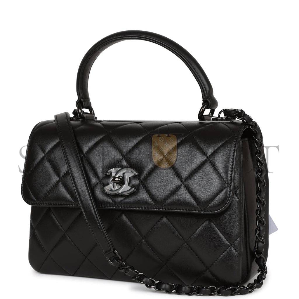 CHANEL LARGE TRENDY CC BAG SO BLACK LAMBSKIN BLACK HARDWARE (25*17*12cm) CHANEL LARGE TRENDY CC BAG SO BLACK LAMBSKIN BLACK HARDWARE (25*17*12cm)