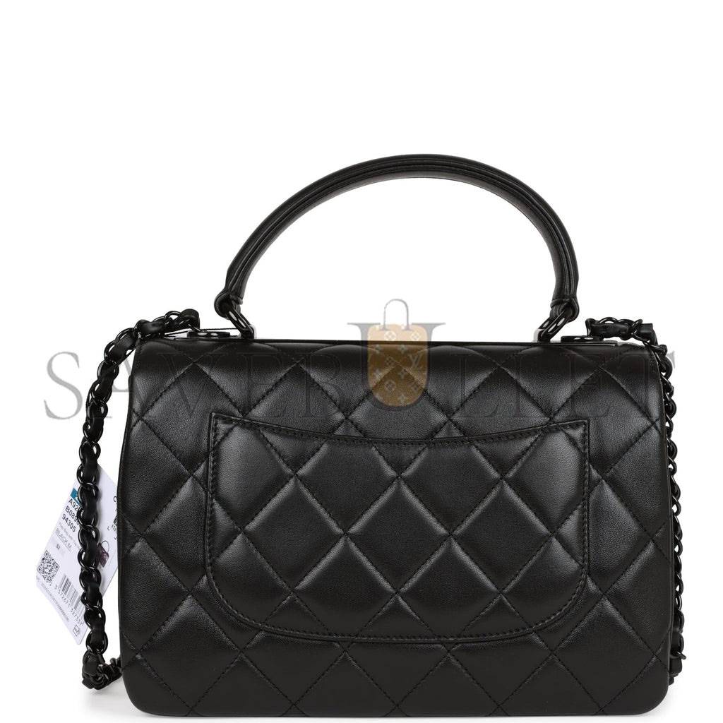 CHANEL LARGE TRENDY CC BAG SO BLACK LAMBSKIN BLACK HARDWARE (25*17*12cm) CHANEL LARGE TRENDY CC BAG SO BLACK LAMBSKIN BLACK HARDWARE (25*17*12cm)