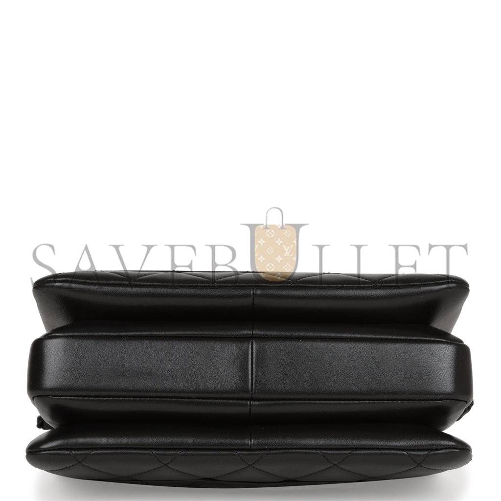 CHANEL LARGE TRENDY CC BAG SO BLACK LAMBSKIN BLACK HARDWARE (25*17*12cm) CHANEL LARGE TRENDY CC BAG SO BLACK LAMBSKIN BLACK HARDWARE (25*17*12cm)