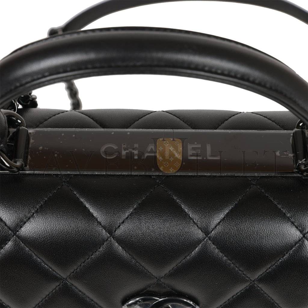 CHANEL LARGE TRENDY CC BAG SO BLACK LAMBSKIN BLACK HARDWARE (25*17*12cm) CHANEL LARGE TRENDY CC BAG SO BLACK LAMBSKIN BLACK HARDWARE (25*17*12cm)
