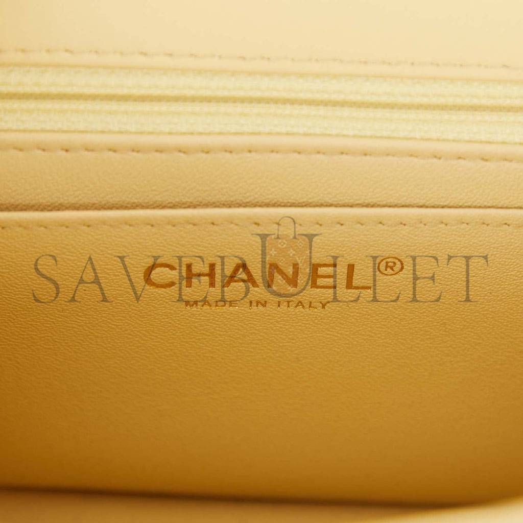 CHANEL MINI SQUARE FLAP BAG YELLOW LAMBSKIN LIGHT GOLD HARDWARE (17*13*8cm) CHANEL MINI SQUARE FLAP BAG YELLOW LAMBSKIN LIGHT GOLD HARDWARE (17*13*8cm)