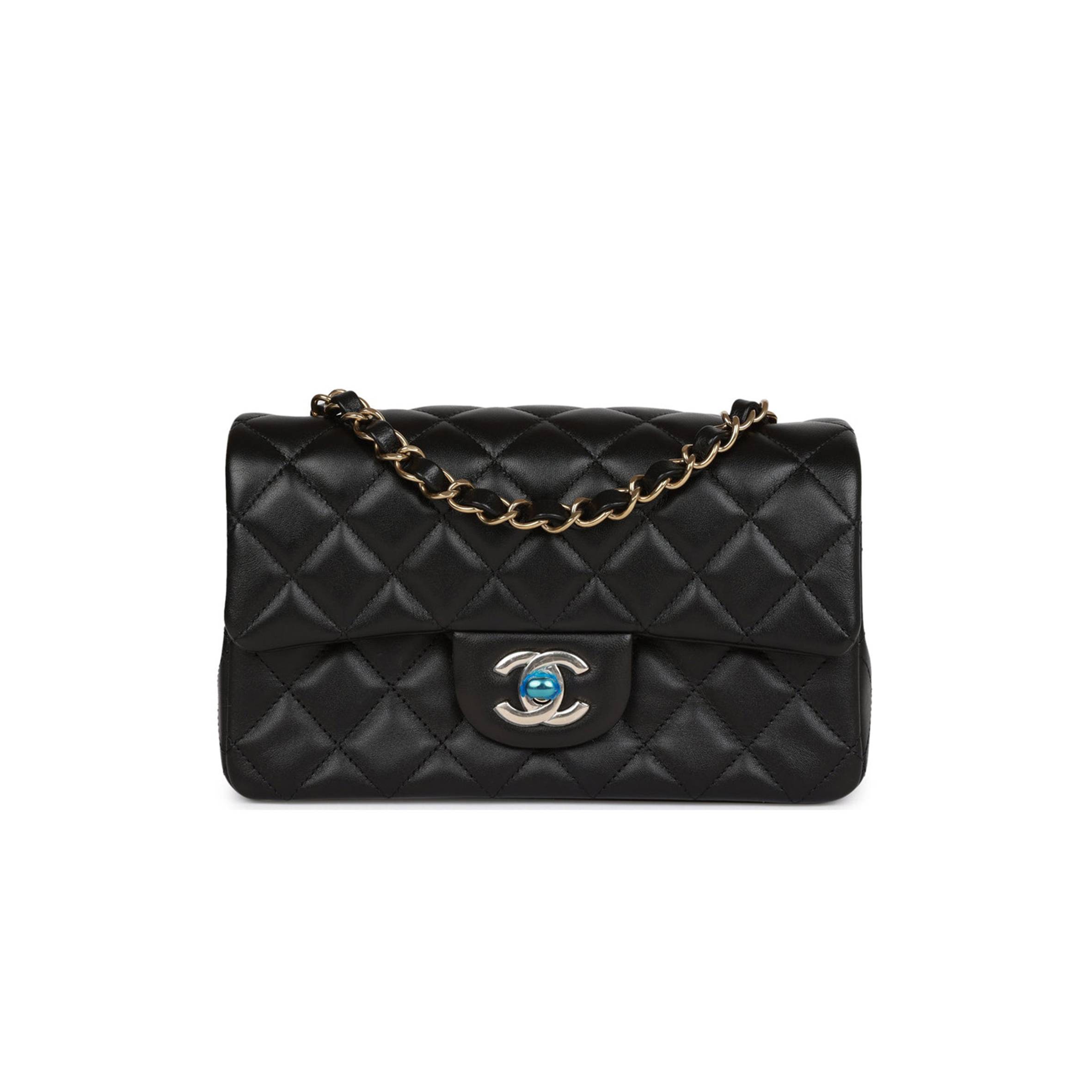 CHANEL MINI RECTANGULAR FLAP BAG BLACK LAMBSKIN LIGHT GOLD HARDWARE (20*13*6cm) CHANEL MINI RECTANGULAR FLAP BAG BLACK LAMBSKIN LIGHT GOLD HARDWARE (20*13*6cm)