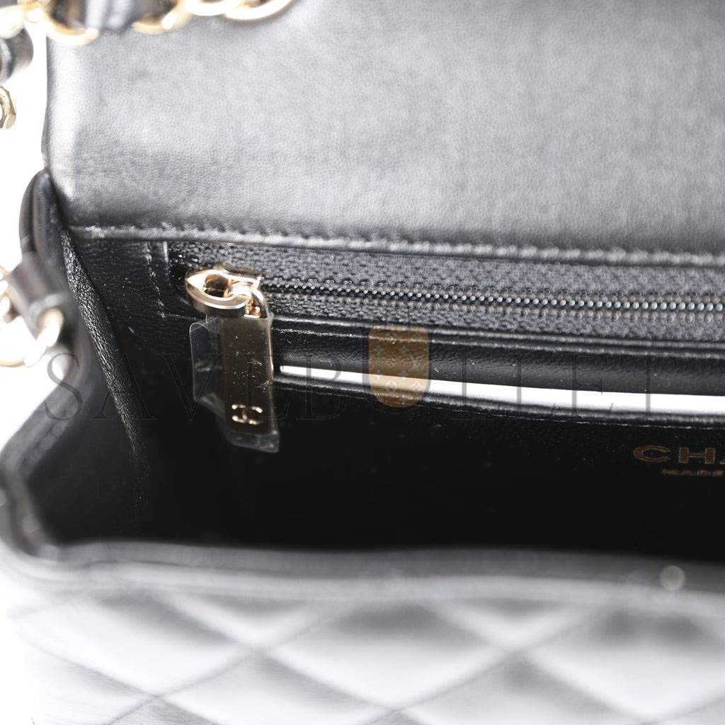 CHANEL MINI RECTANGULAR FLAP BAG BLACK LAMBSKIN LIGHT GOLD HARDWARE (20*13*6cm) CHANEL MINI RECTANGULAR FLAP BAG BLACK LAMBSKIN LIGHT GOLD HARDWARE (20*13*6cm)