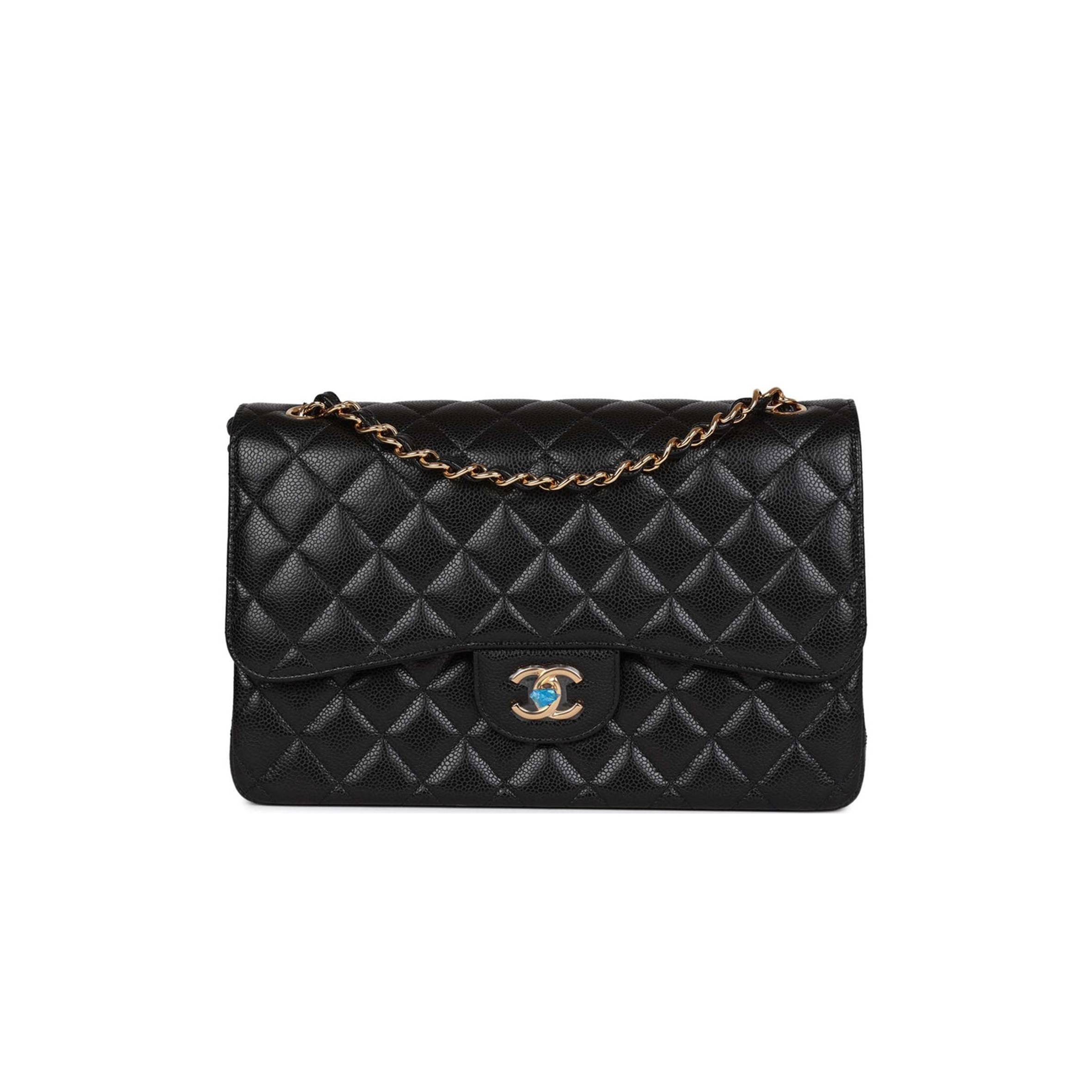 CHANEL JUMBO CLASSIC DOUBLE FLAP BAG BLACK CAVIAR GOLD HARDWARE (30*20*9cm) CHANEL JUMBO CLASSIC DOUBLE FLAP BAG BLACK CAVIAR GOLD HARDWARE (30*20*9cm)