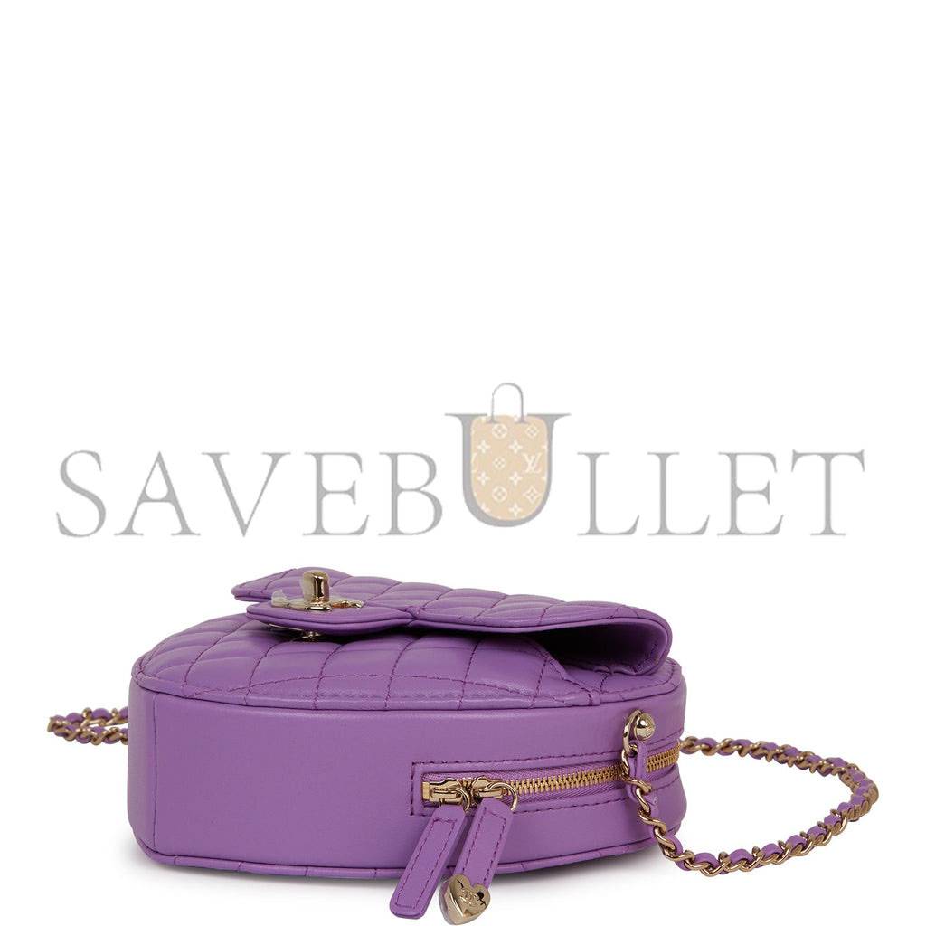CHANEL CC IN LOVE LARGE HEART BAG PURPLE LAMBSKIN LIGHT GOLD HARDWARE (20*18*6cm) CHANEL CC IN LOVE LARGE HEART BAG PURPLE LAMBSKIN LIGHT GOLD HARDWARE (20*18*6cm)