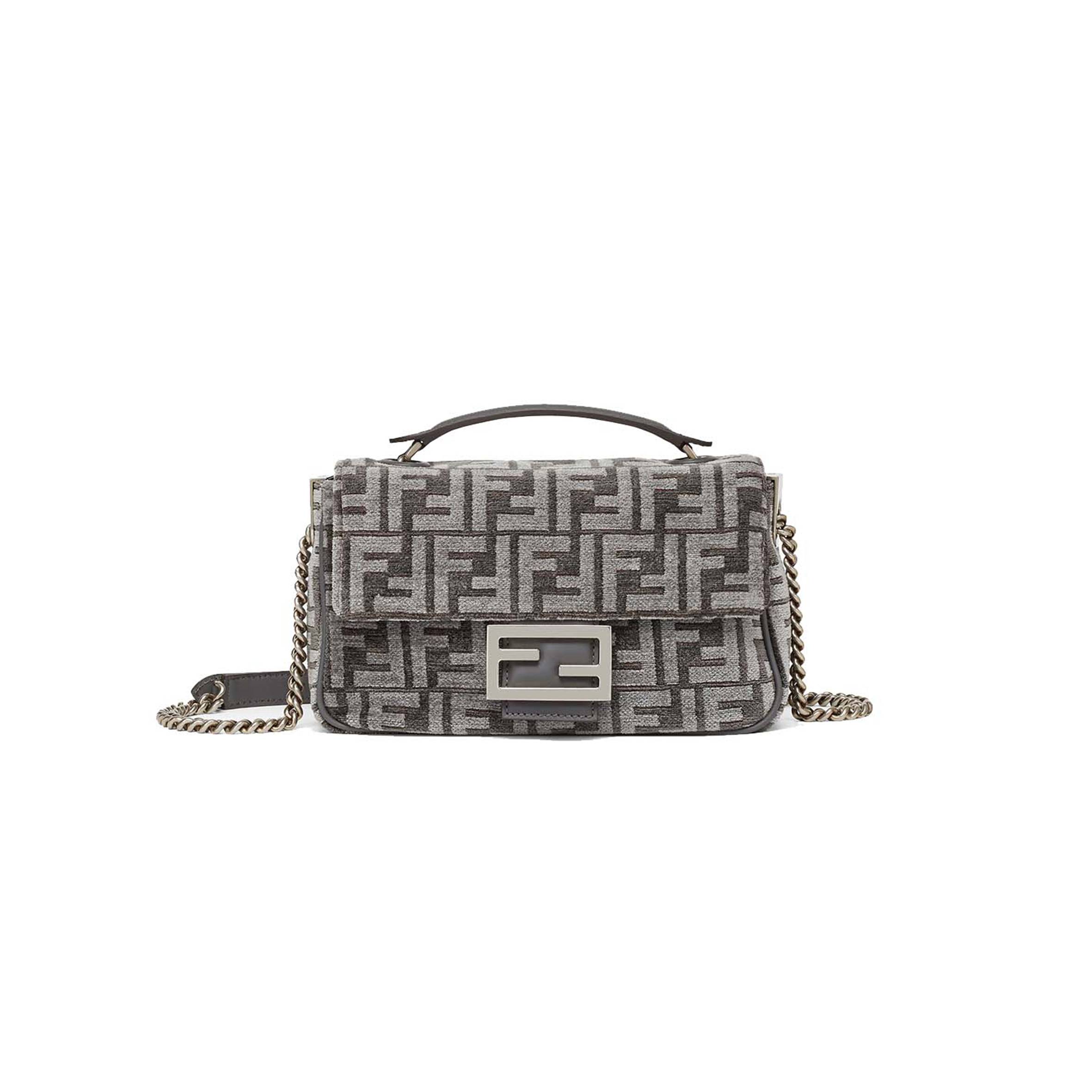 FENDI BAGUETTE CHAIN MIDI - DARK GRAY FF TAPESTRY FABRIC BAG 8BR793ALG7F1HZO (24*14.5*7cm) FENDI BAGUETTE CHAIN MIDI - DARK GRAY FF TAPESTRY FABRIC BAG 8BR793ALG7F1HZO (24*14.5*7cm)