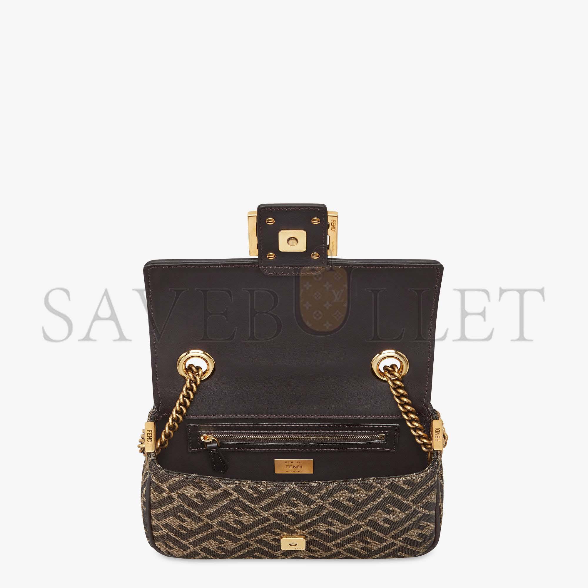 FENDI BAGUETTE CHAIN MIDI - FF JACQUARD FABRIC BAG 8BR793AKBZF1EM3 (24*14.5*7cm) FENDI BAGUETTE CHAIN MIDI - FF JACQUARD FABRIC BAG 8BR793AKBZF1EM3 (24*14.5*7cm)