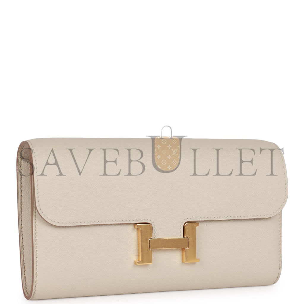 HERMES CONSTANCE WALLET TO GO BETON EVERCOLOR GOLD HARDWARE (22*11cm)