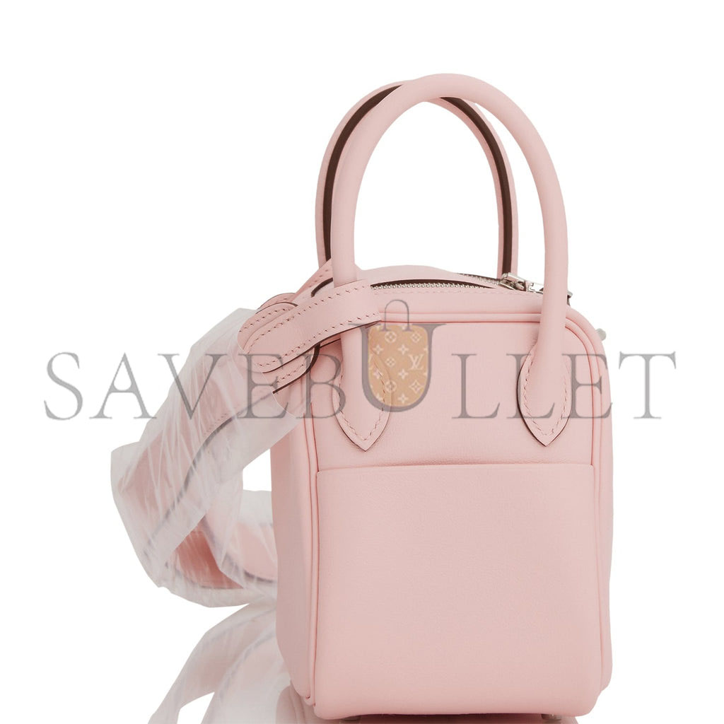 HERMES MINI LINDY ROSE SAKURA SWIFT PALLADIUM HARDWARE (19*12.5*9)