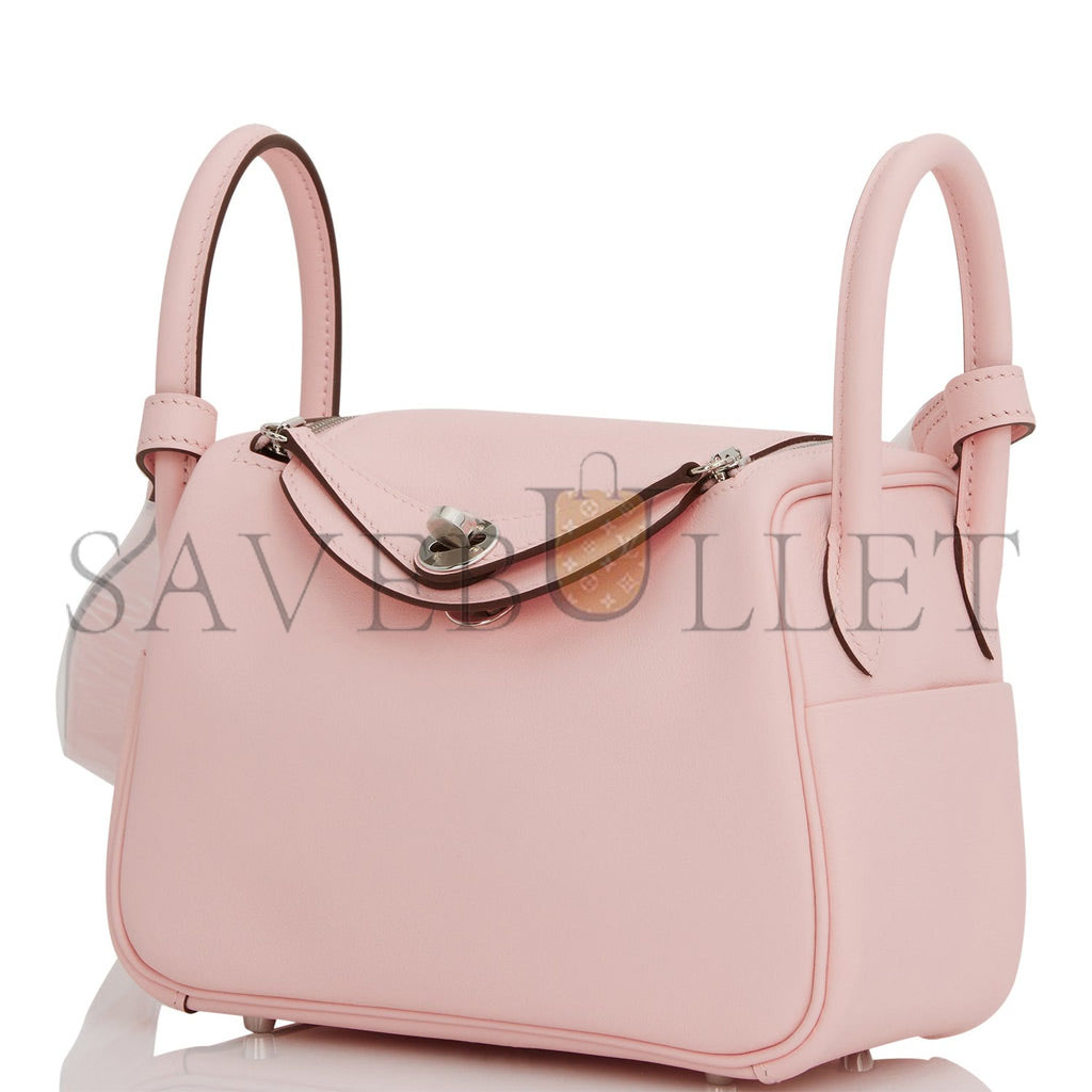 HERMES MINI LINDY ROSE SAKURA SWIFT PALLADIUM HARDWARE (19*12.5*9)