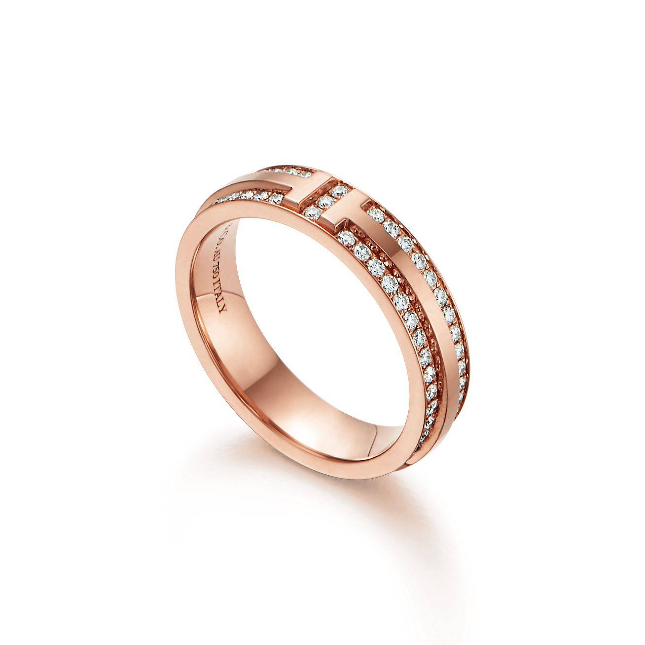 Tiffany T Narrow Pavé Diamond Ring in 18k Rose Gold