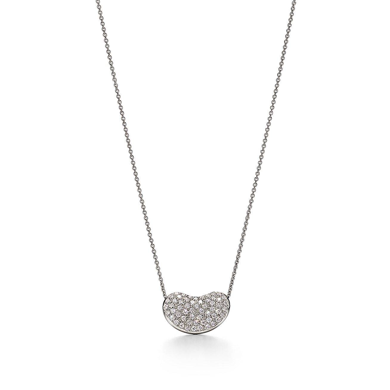 TIFFANY ELSA PERETTI® BEAN® DESIGN PENDANT IN PLATINUM WITH PAVÉ DIAMONDS, 18 MM