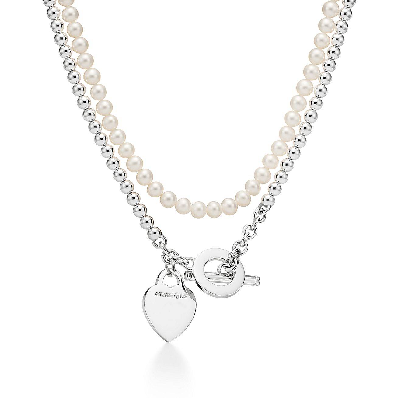 TIFFANY  RETURN TO TIFFANY® WRAP NECKLACE IN SILVER WITH PEARLS AND A DIAMOND, SMALL