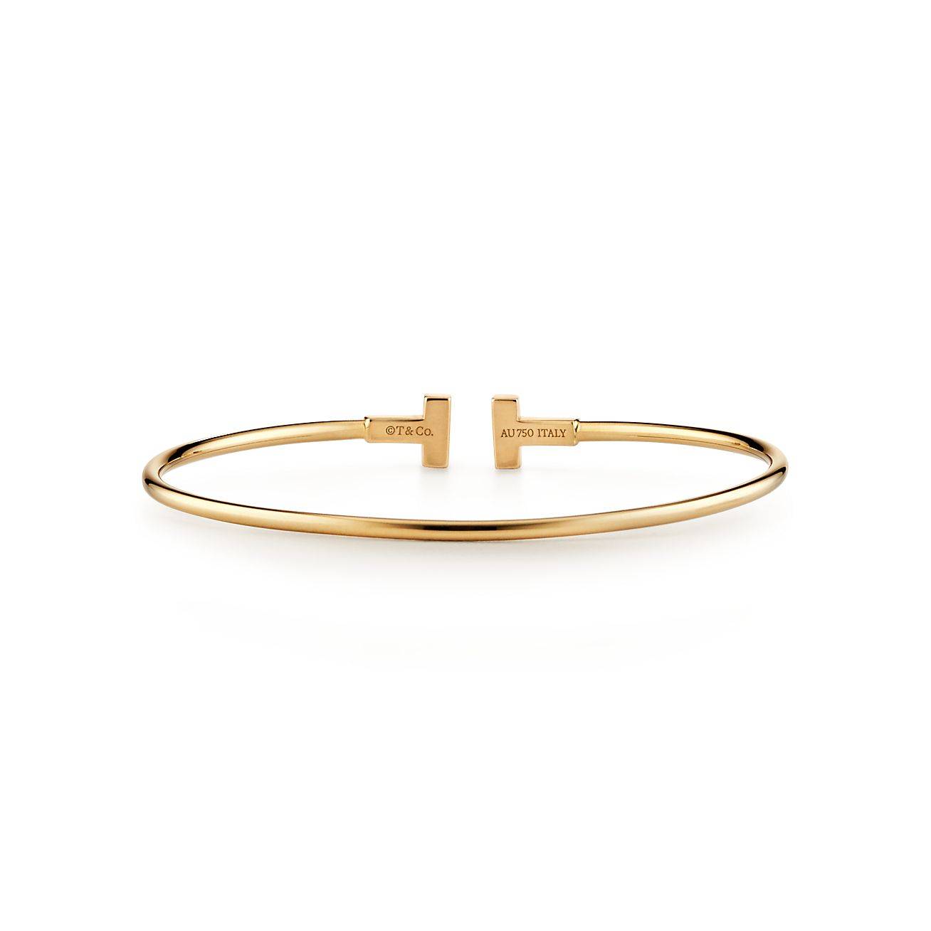 Tiffany T Narrow Wire Bracelet in 18k Gold