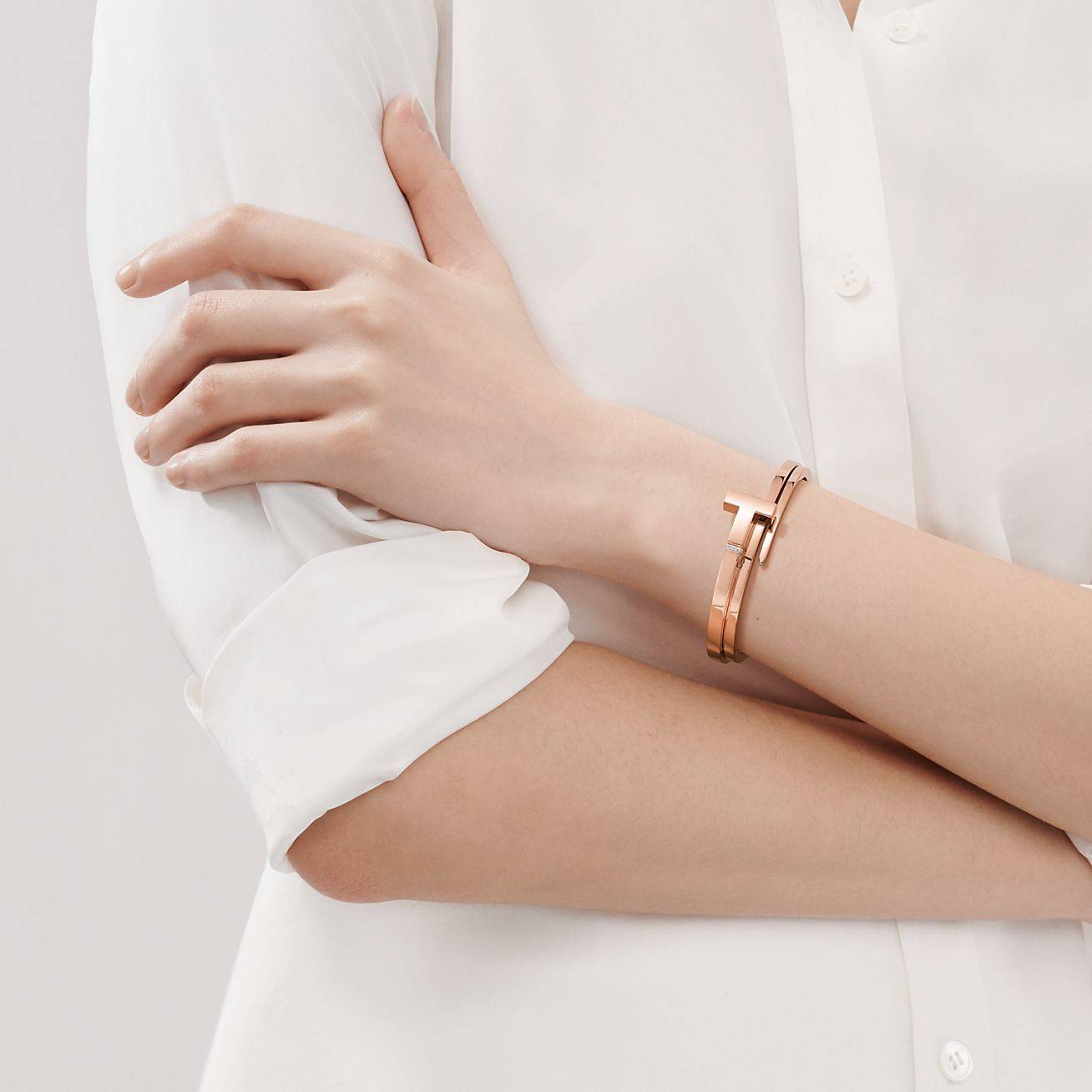 Tiffany T Diamond Square Wrap Bracelet in 18k Rose Gold