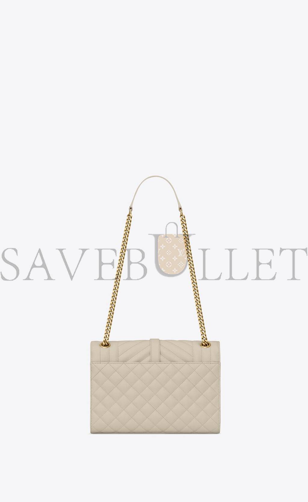 YSL ENVELOPE MEDIUM CHAIN BAG IN MIX MATELASS&EACUTE; GRAIN DE POUDRE EMBOSSED LEATHER 600185BOW919207 (24*17.5*6cm)